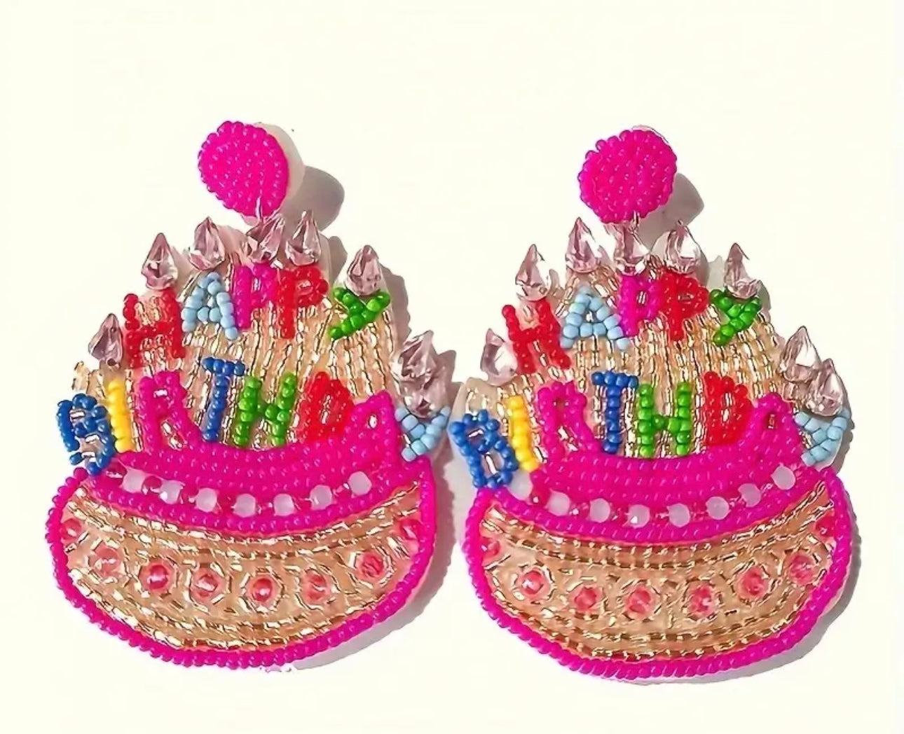 Hot Pink Birthday Cake earrings