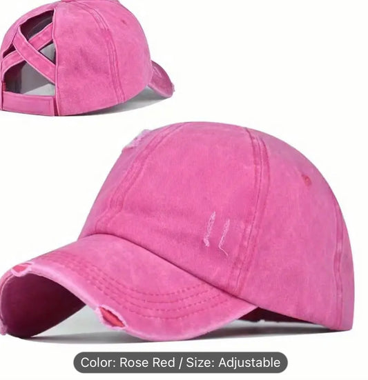 Ponytail Baseball Cap - pink