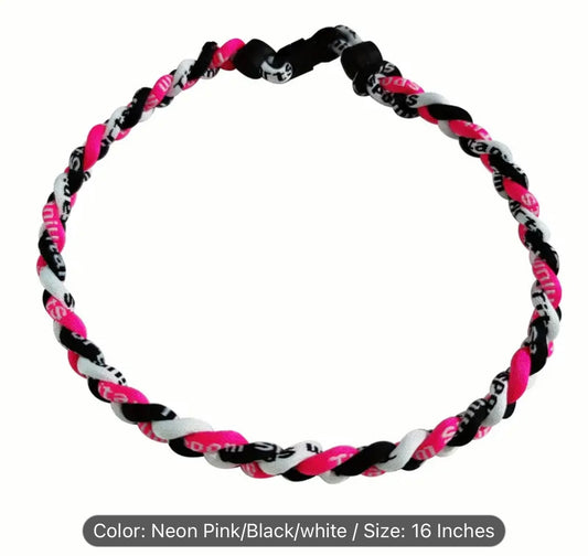 Baseball Necklace - pink black and white