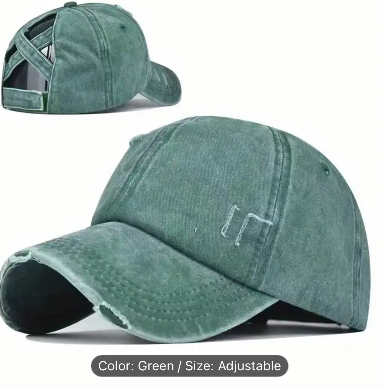 Ponytail Baseball Cap - green