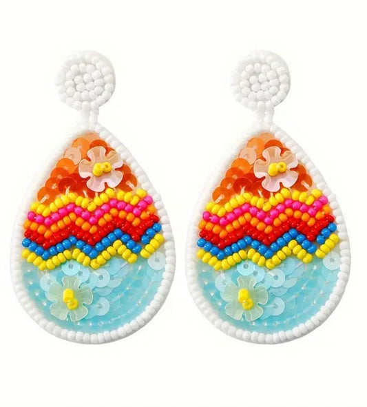 Beaded Easter Egg Earrings