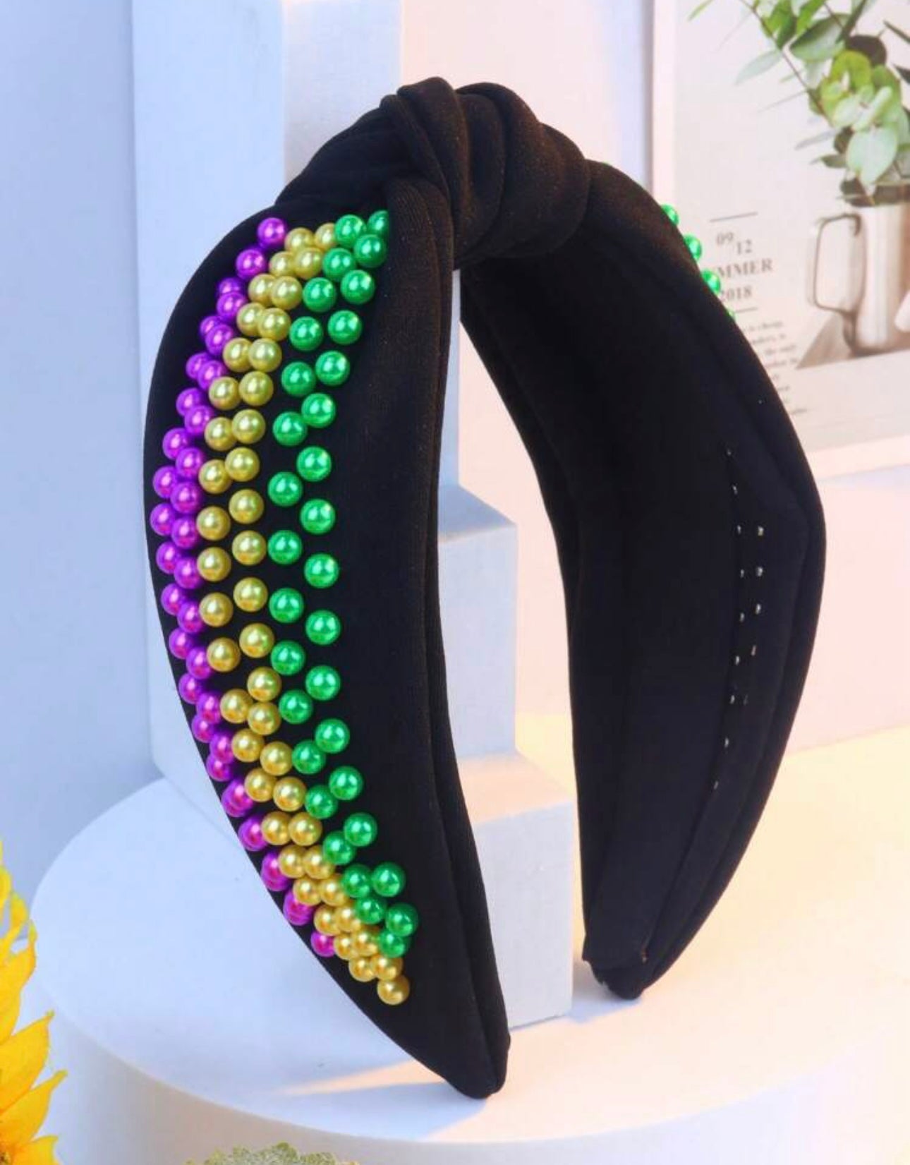 Mardi Gras Bead Headband (black)