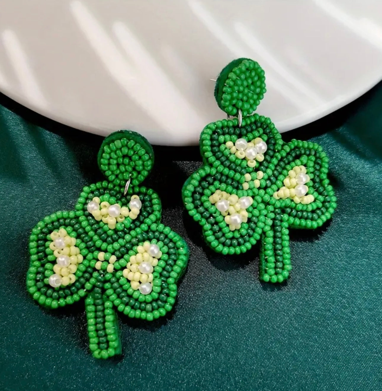 Beaded Shamrock Earrings