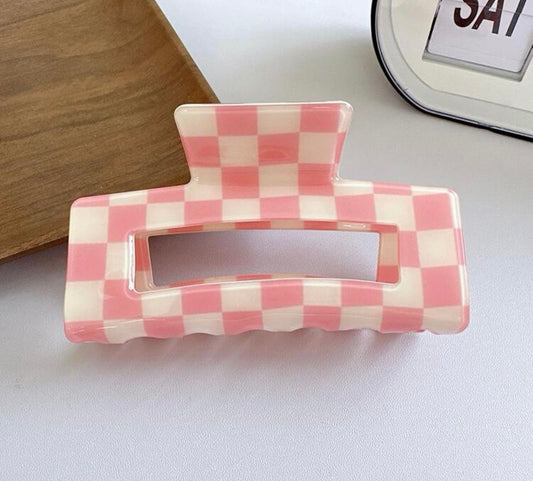 Pink Checkerboard Clip