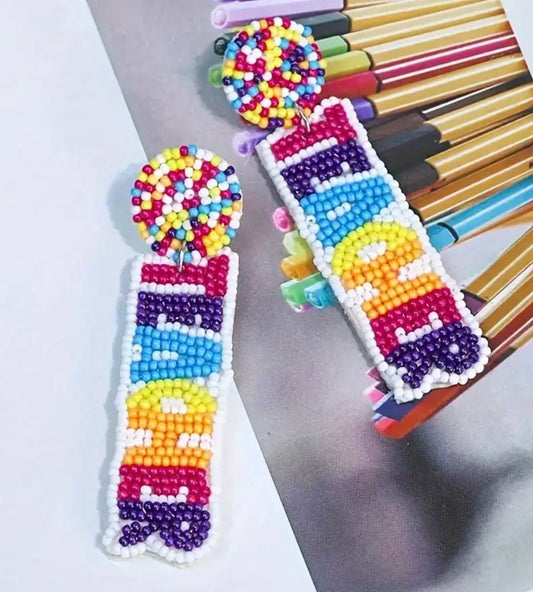 Colorful Teacher Beaded Earrings