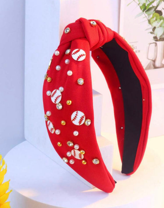 Red Baseball Headband