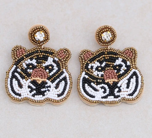 Beaded Tiger Earrings