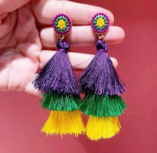 Mardi Gras Tassle Earrings