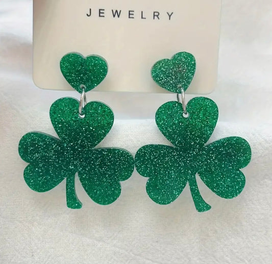 Glitter Clover Earrings