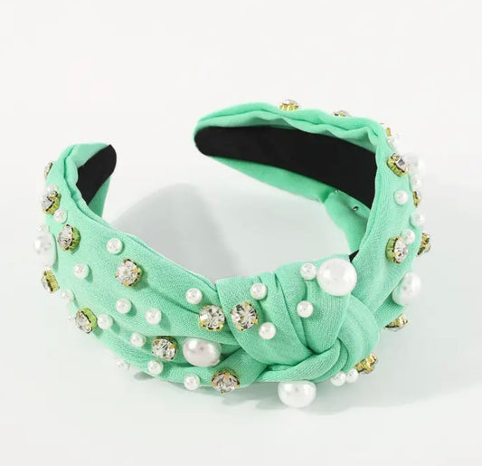 Diamond and Pearl Headband - green