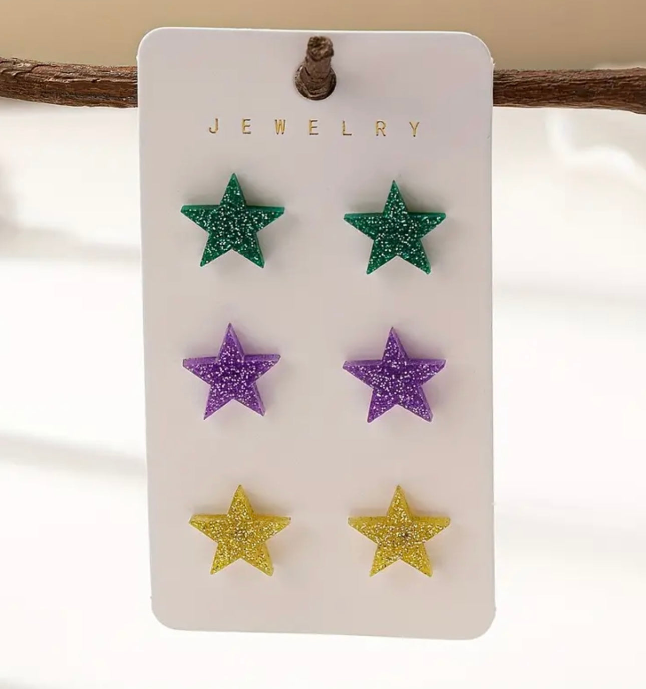 Margo Gras Stars Earrings 3pk