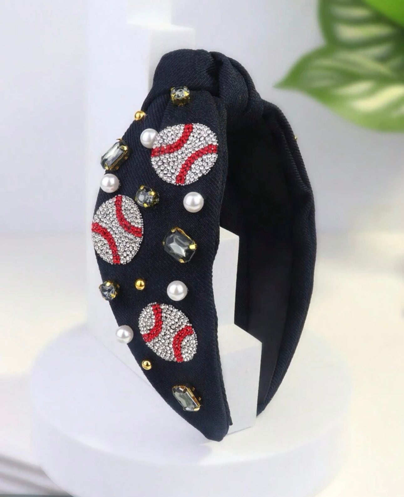 Black Baseball Bling Headband