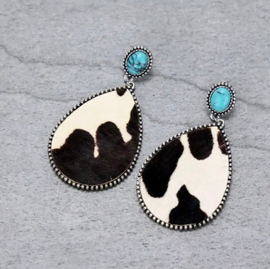 Cow Turquoise Drop Earrings