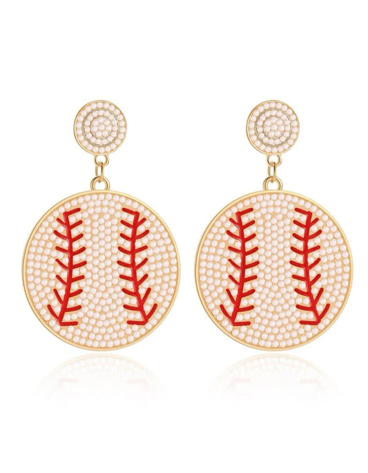Baseball Earrings (red stitching)