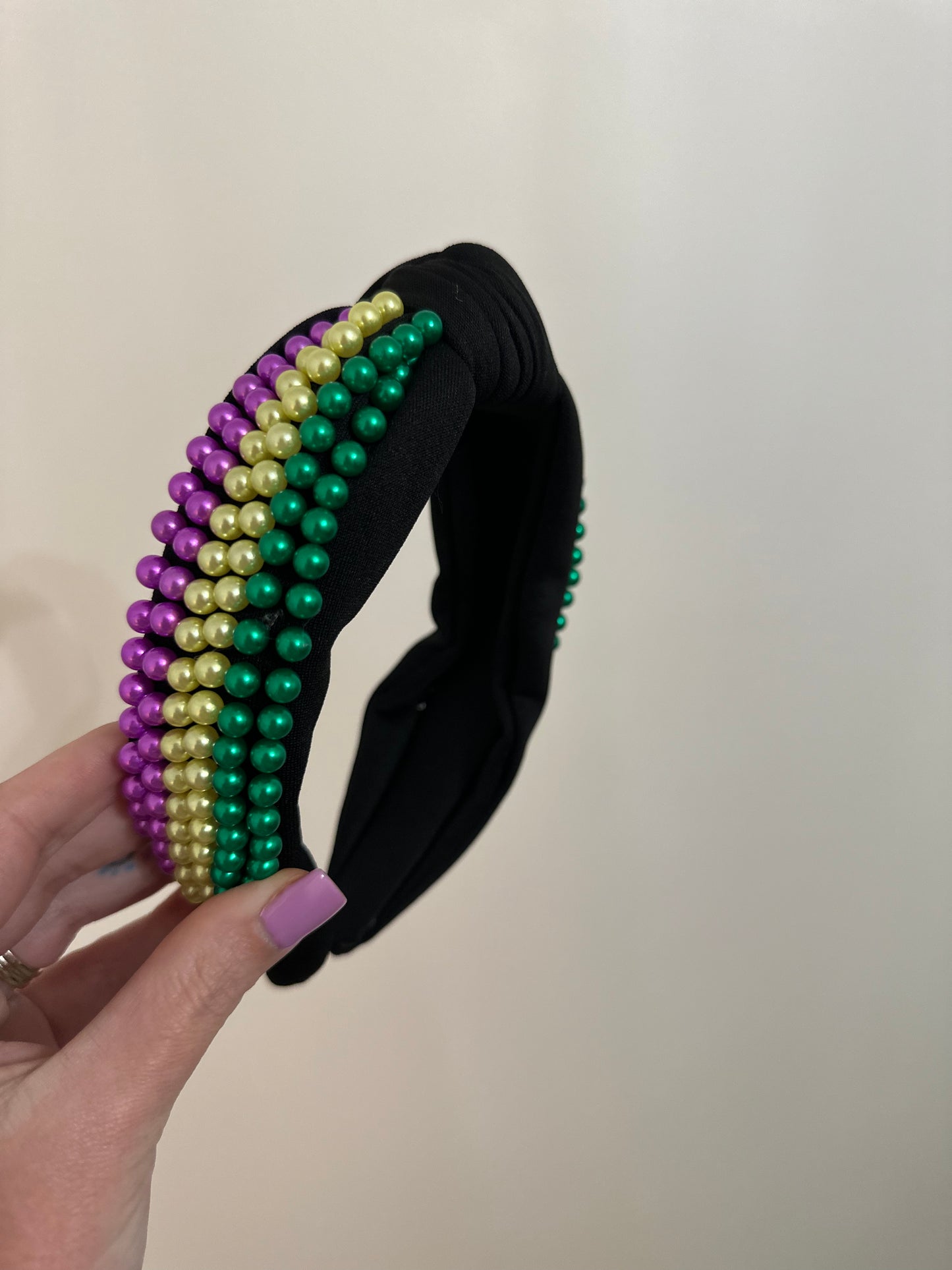 Mardi Gras Bead Headband (black)