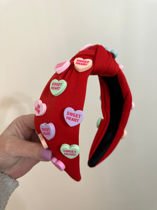 Red Conversation Hearts Headband