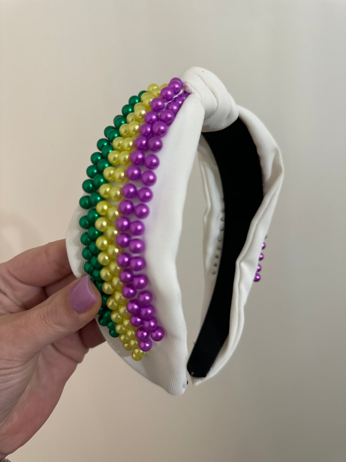 Mardi Gras Bead Headband (white)