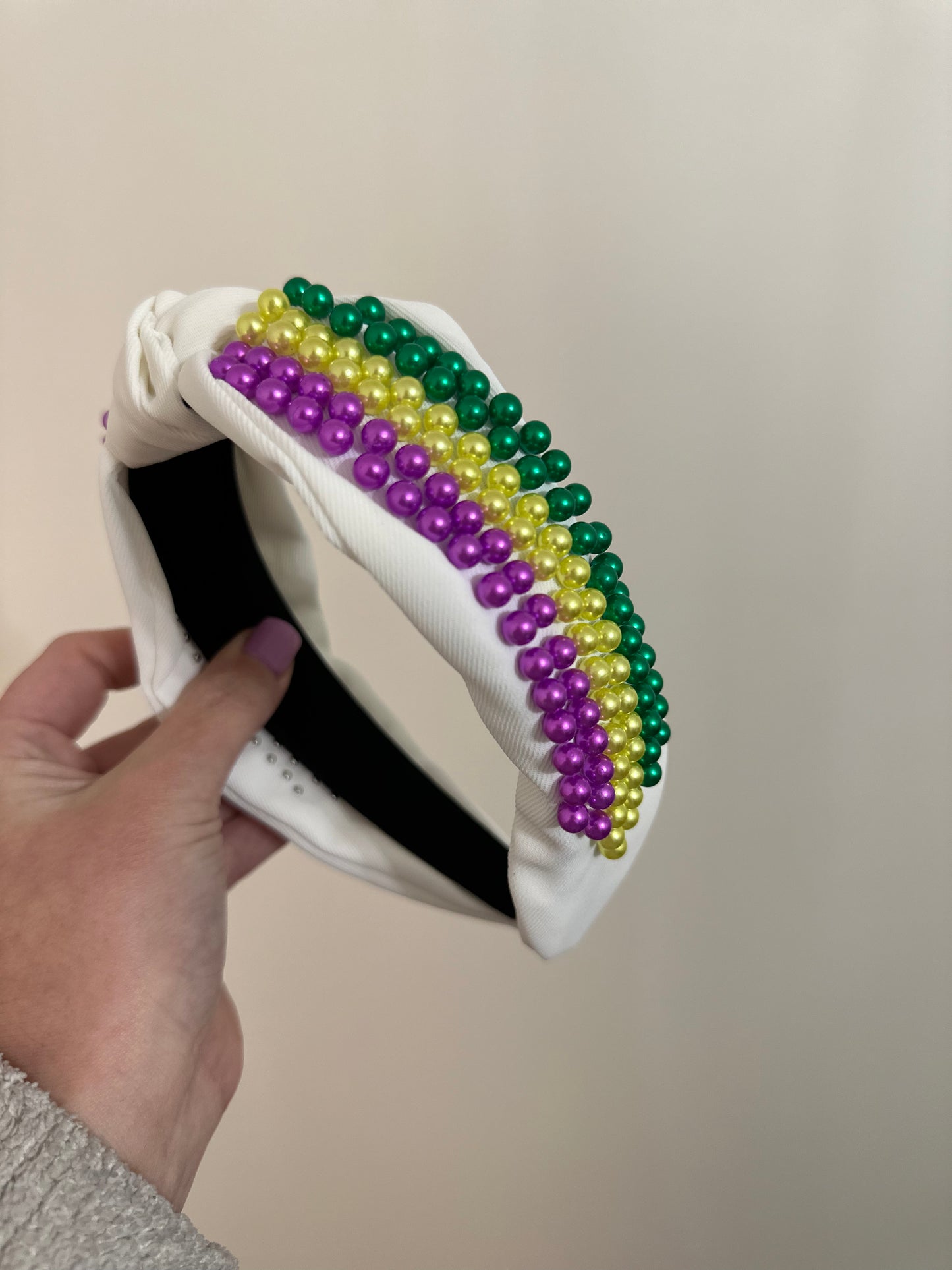 Mardi Gras Bead Headband (white)